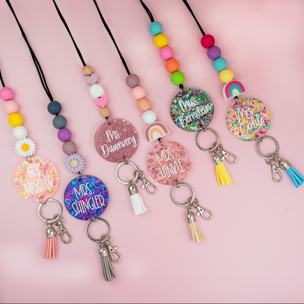 Personalized Colorful Beaded Lanyard “Miss. Karen”